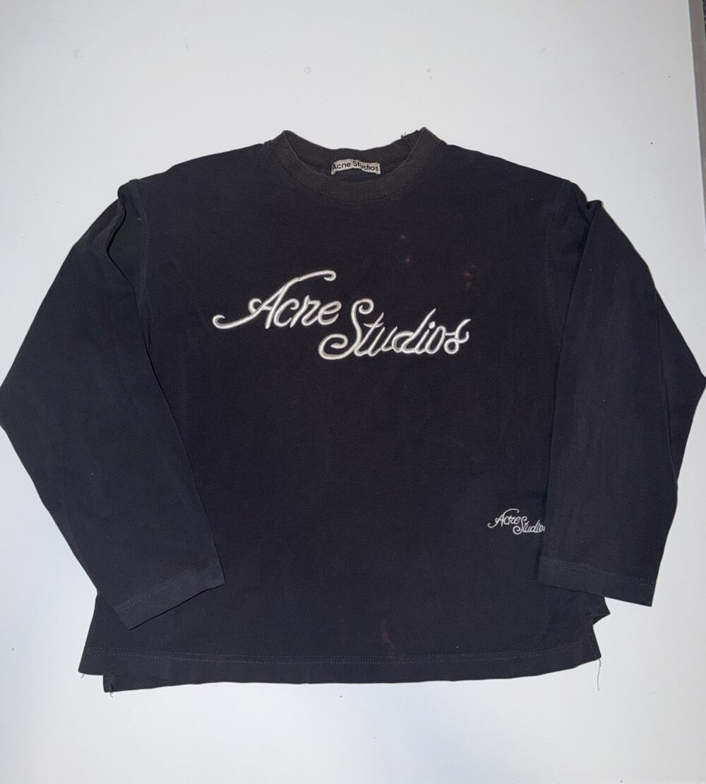 Acne Studios Tonal Embroidered Script Logo T-Shirt Blue Sz M